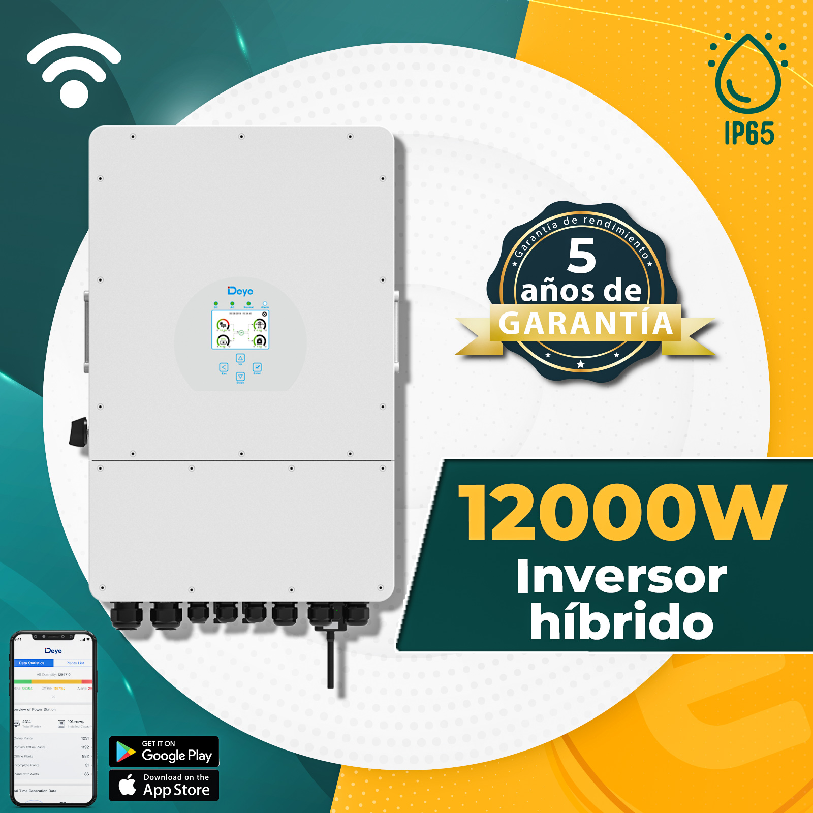 Deye 12kw Híbrido Trifásico 2 MPPT WIFI Inversor SUN 12K SG04LP3