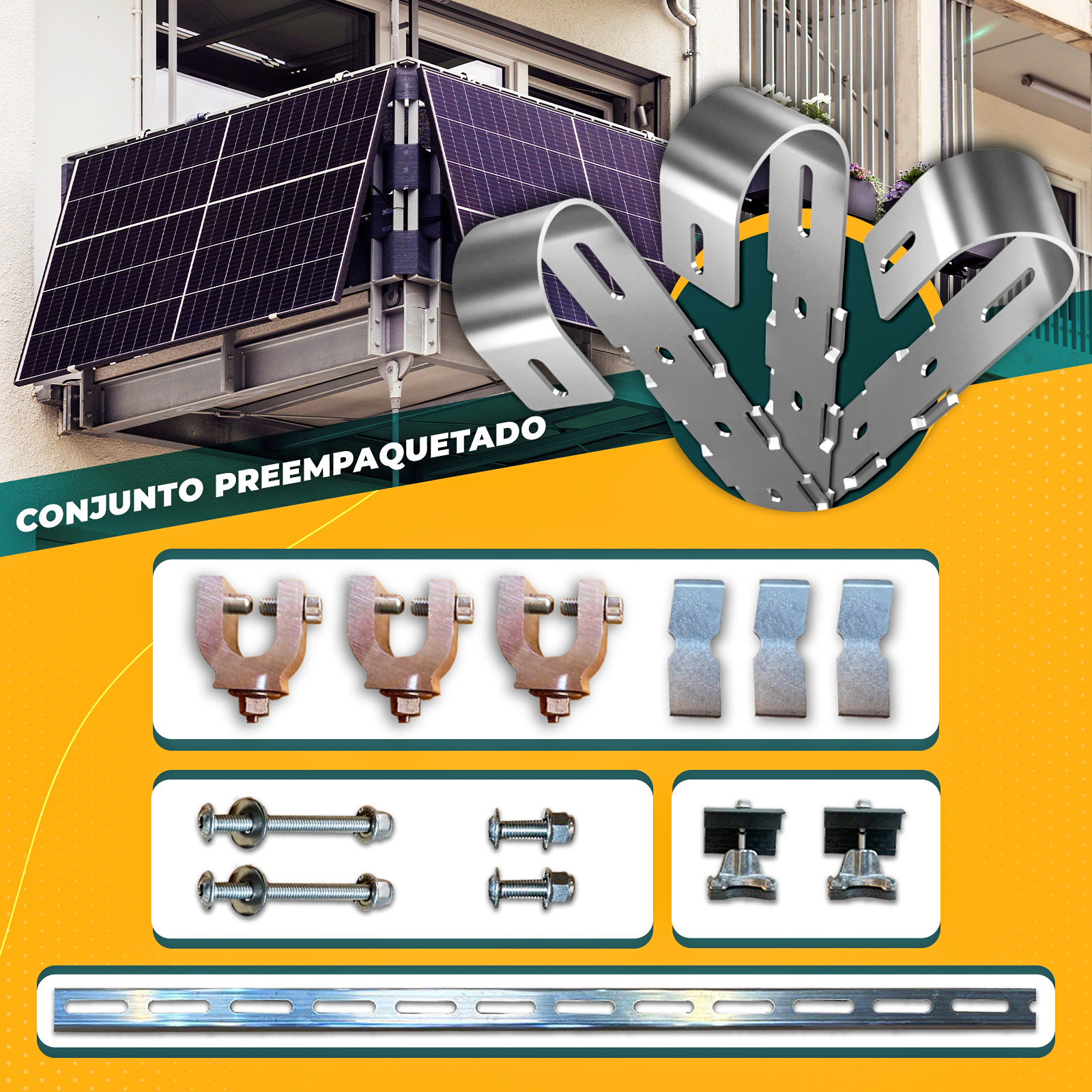 fotovoltaica  sistema de montaje para Barandilla de balcón redonda Kit solar para balcon