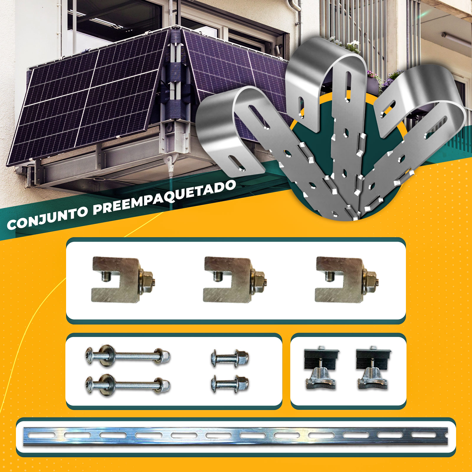 fotovoltaica  sistema de montaje de Barandilla de balcón cuadrada Kit solar para balcon
