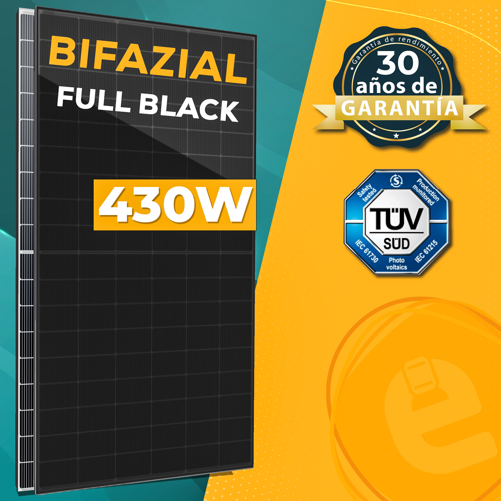 Panel solar bifacial 430W panel monocristalino placa solar Placa fotovoltaica modulo fotovoltaico